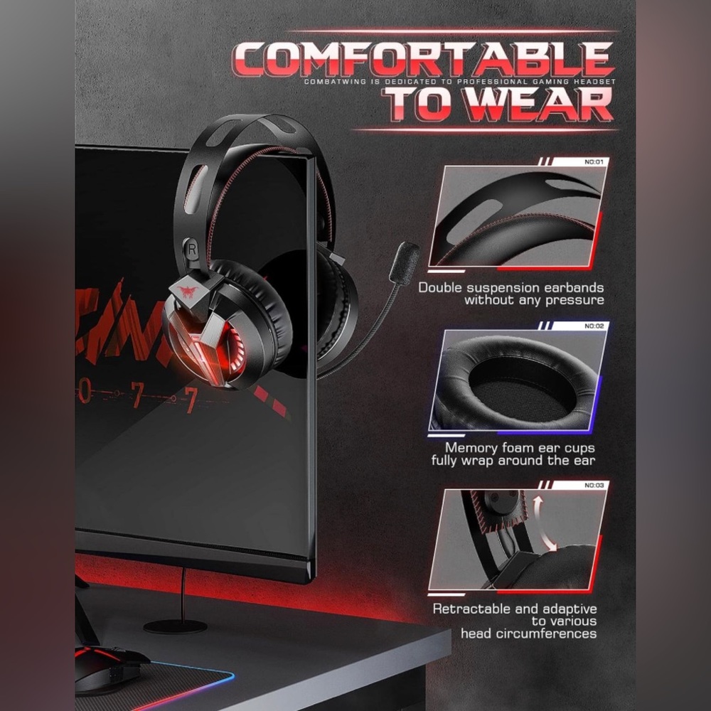 NEW Combatwing gaming headset with microphone - Picture 4 of 12